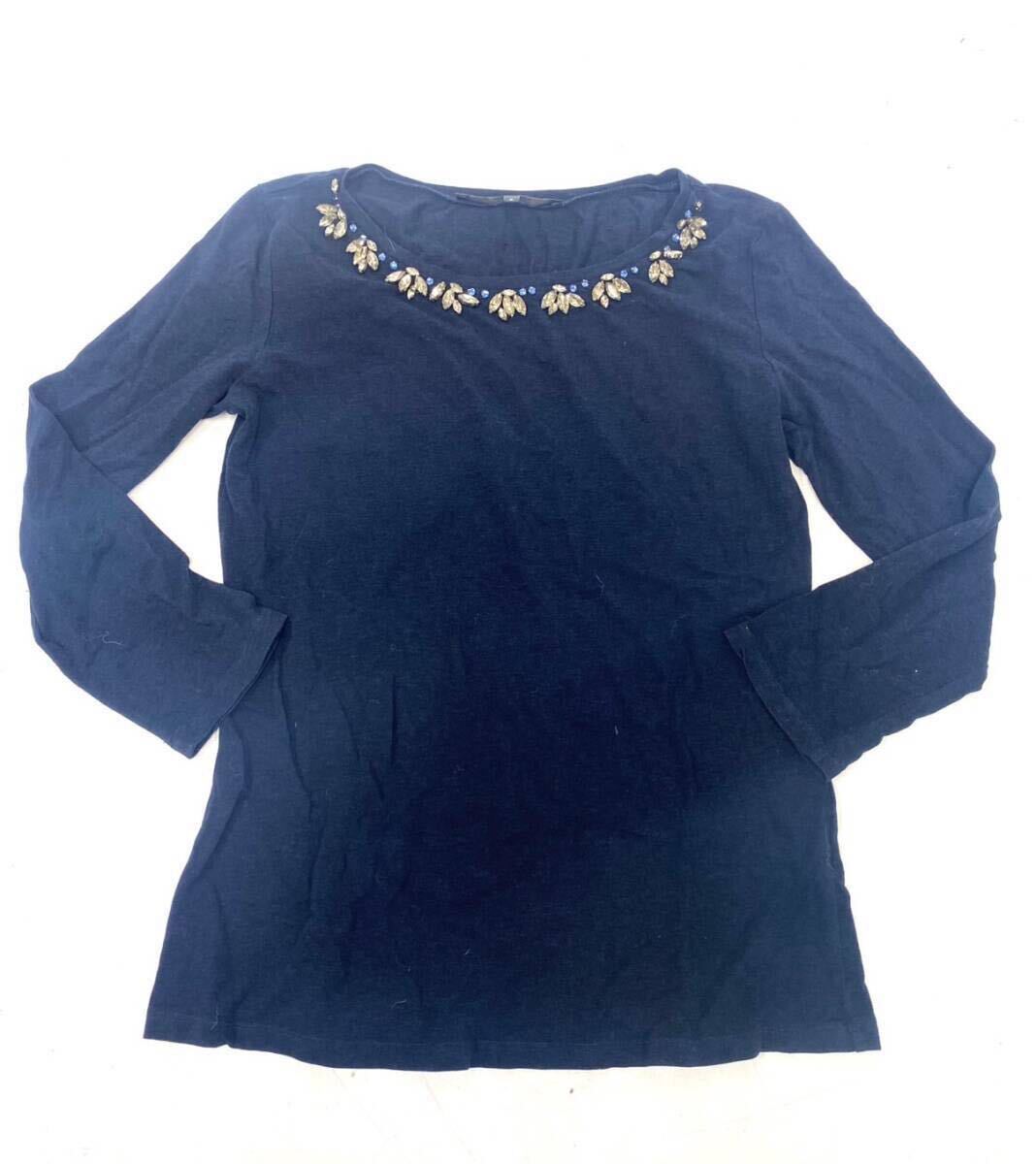 マックスマーラ Max Mara WEEKEND LINE レディース ビジュー 長袖 トップス ネイビー 紺 サイズ M kk 