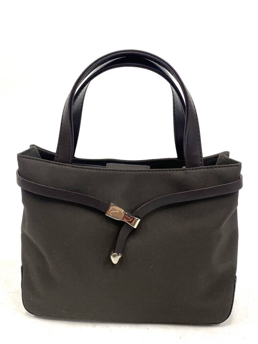 美品 Rudolph Valentino ルドルフ ヴァレンチノ バレンチノ レディース ハンドバッグ トートバッグ 手提げ 茶 ブラウン ss020102 