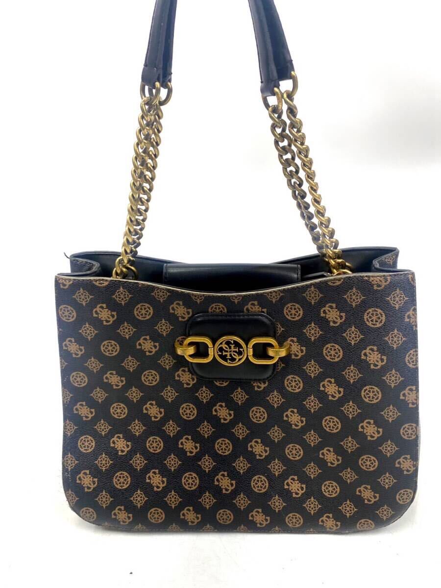 GUESS ゲス トートバッグ 肩掛け ショルダーバッグ レディース チェーン 黒 ブラック cc122703
