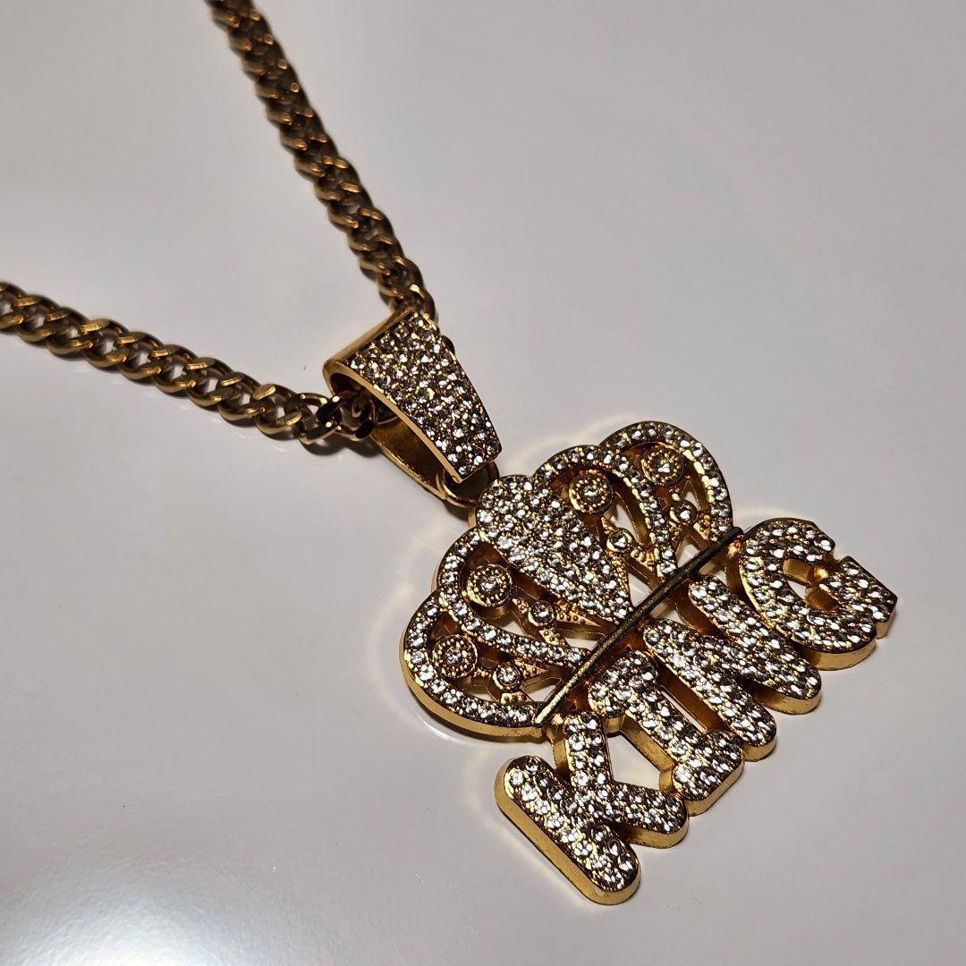 HIPHOP　BIGロゴネックレス　KING　ゴールド