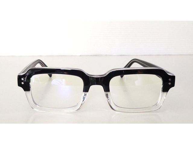 SQ Index ブラックハーフクリア スクエアメガネ 01