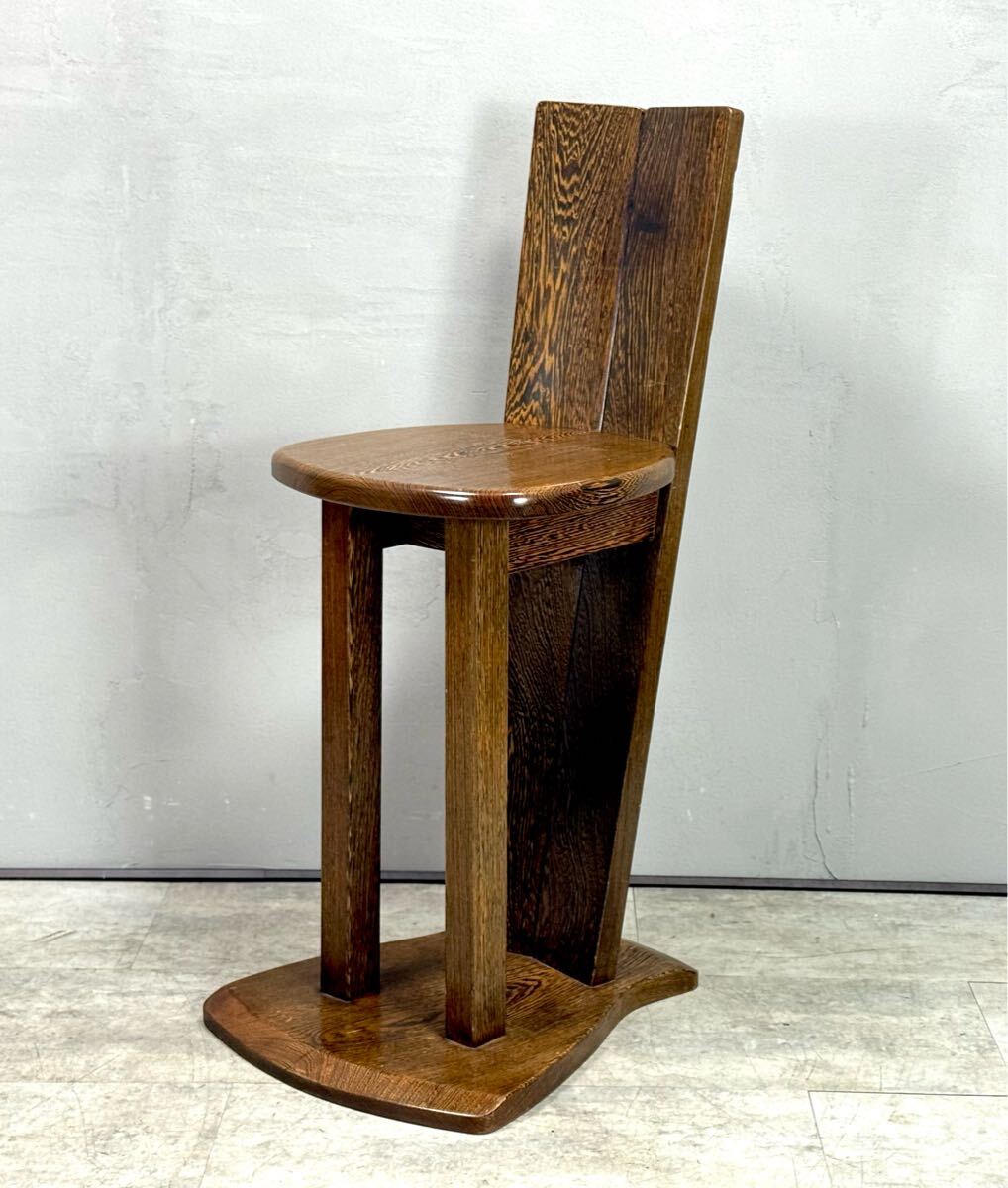カウンターチェア タガヤサン 鉄刀木 無垢材 天然木 椅子 チェア ハイバック 和室 アームレスチェア レトロ■兵庫県姫路市から A25-157