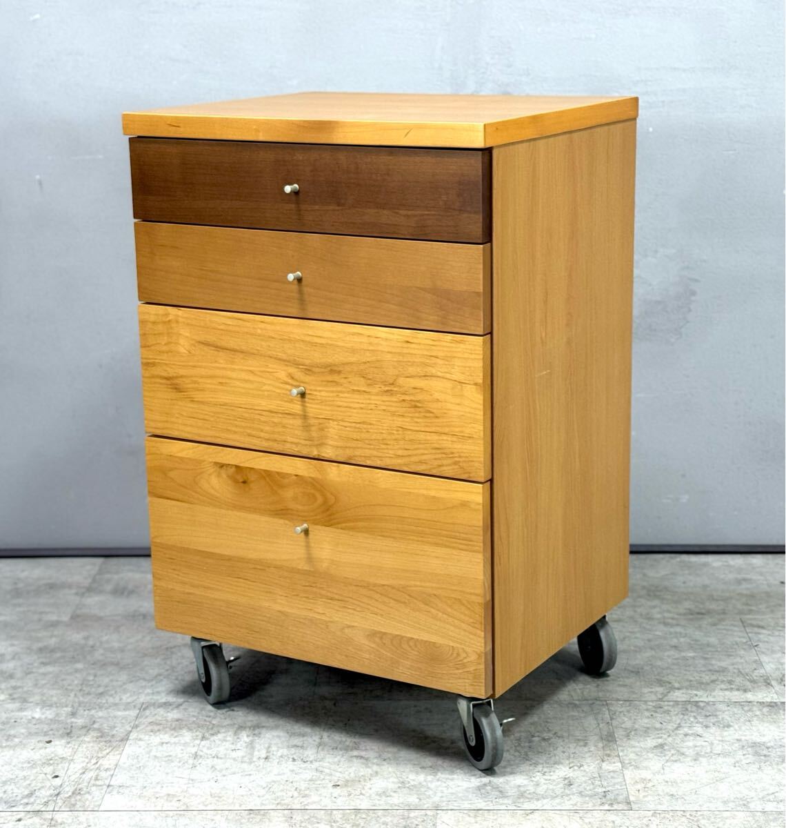 マルヨシ民芸 カプリ ワゴン デスク チェスト 天然木 キャスター付 収納 引き出し 引出し■兵庫県姫路市から A25-153