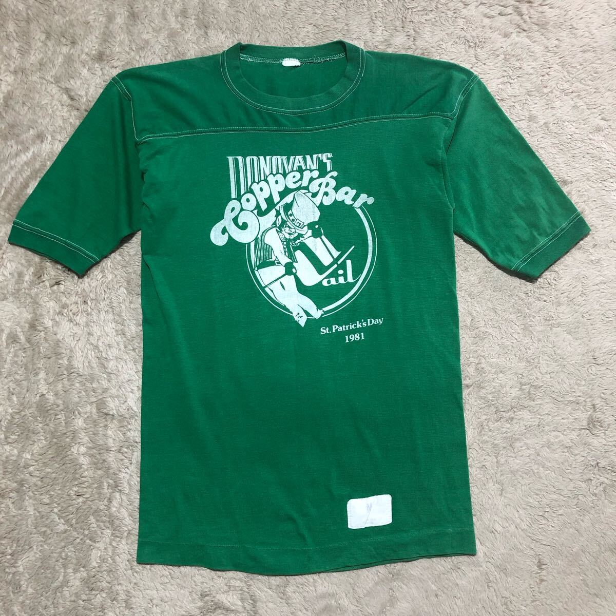 古着　St. Patrick's Day 1981 USA製　WPL-7232 ヴィンテージ　半袖　5分袖Tシャツ　緑　M