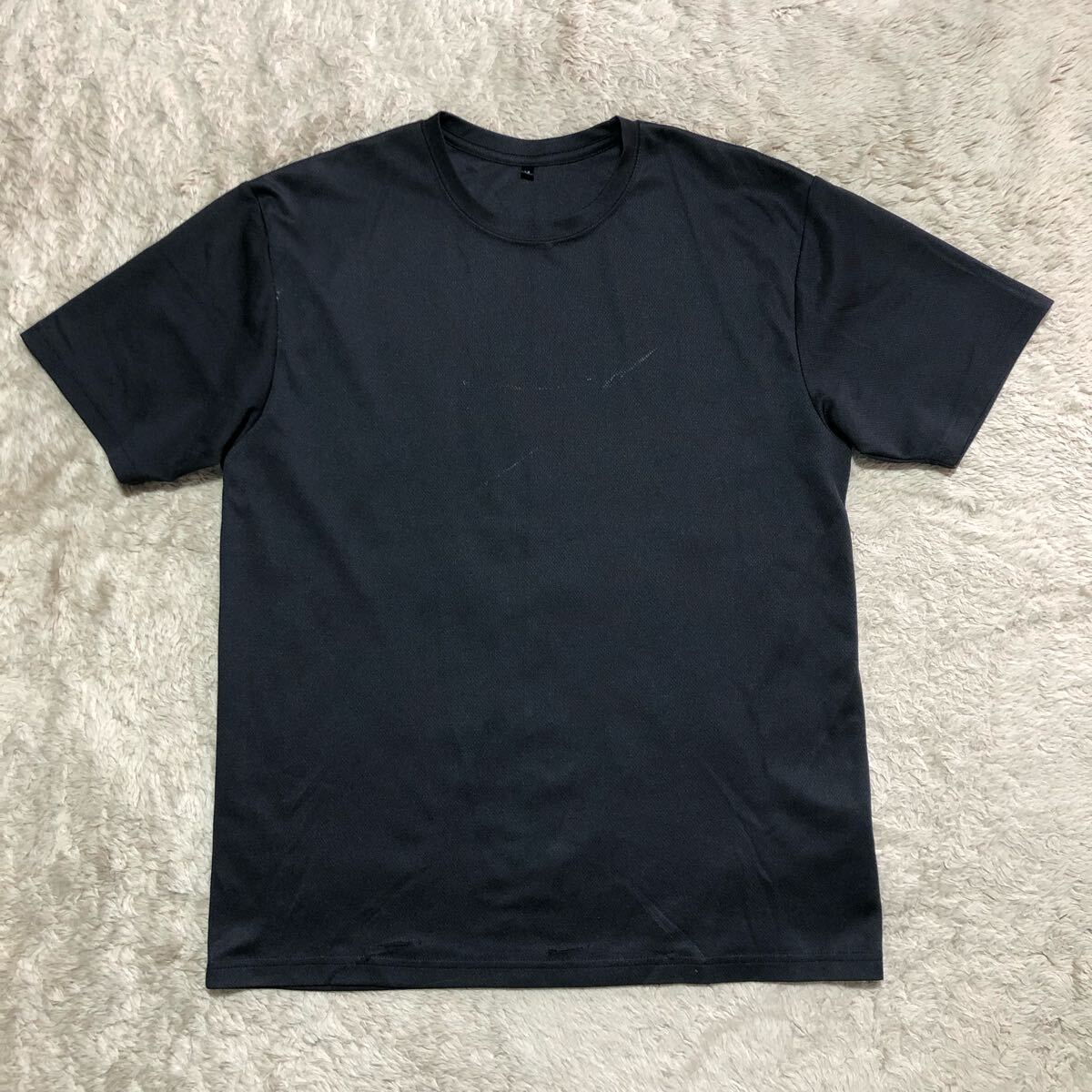 メンズ　ノーブランド　メッシュ素材　無地　シンプル　半袖Tシャツ　黒　M　汚れあり　作業着