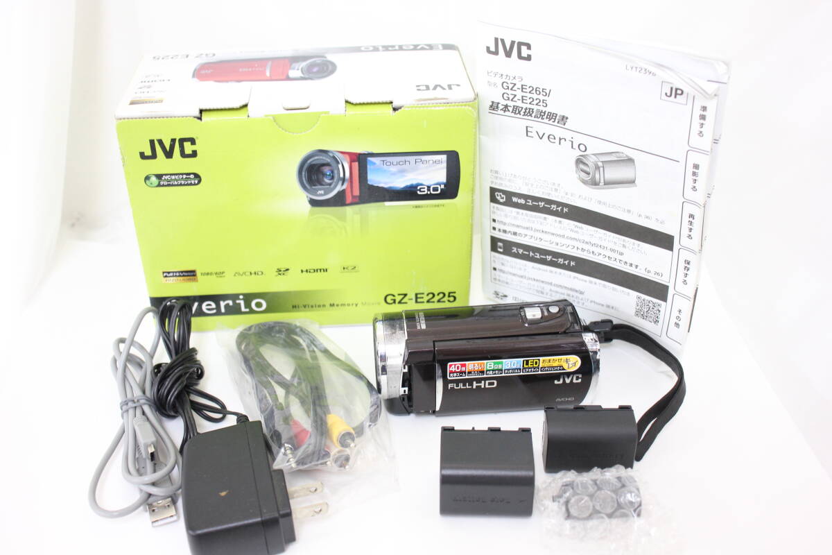 【返品保証】 【録画再生確認済み】JVC Everio GZ-E225-T ブラウン 40x 元箱 バッテリー付き ビデオカメラ e2045