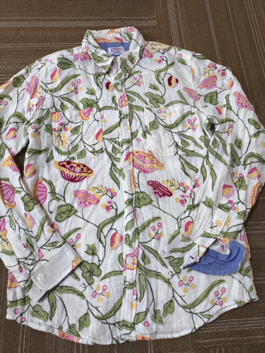 サイズ：2　美品　GAIJIN MADE ガイジンメイド ハリウッドランチマーケット 総柄長袖シャツ　ガーゼ 生地