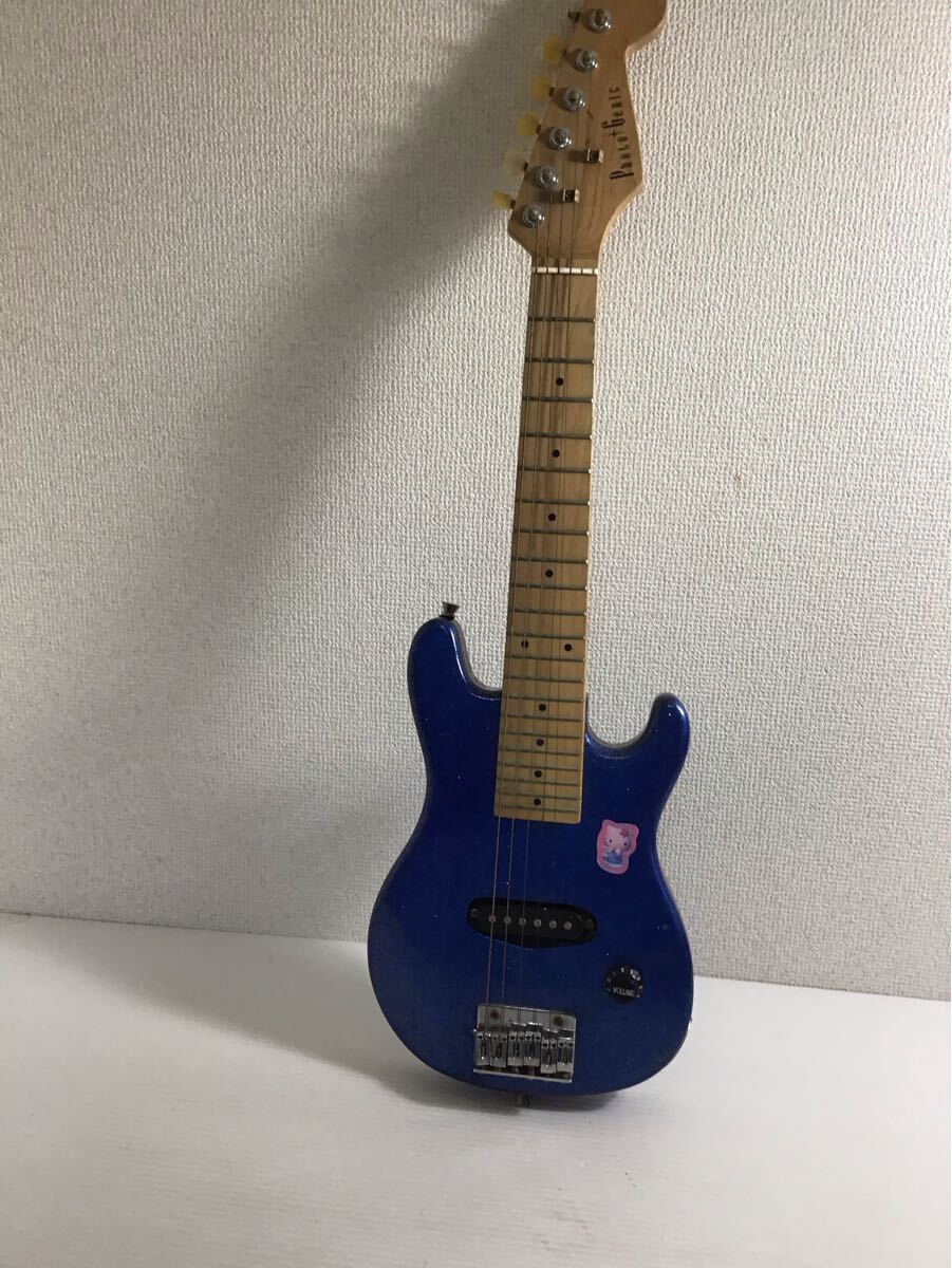 Photo Genic／フォトジェニック　ミニエレキギター　メタリックブルー　子供用　全長74cm 練習　キッズ　初心者　ミニギター