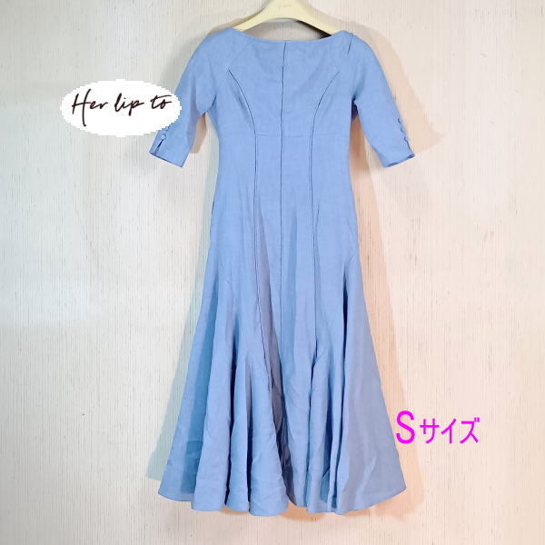 【タグ付き】Martinique Tweed Dress　ワンピ－ス　半袖　sepia blue　Her lip to