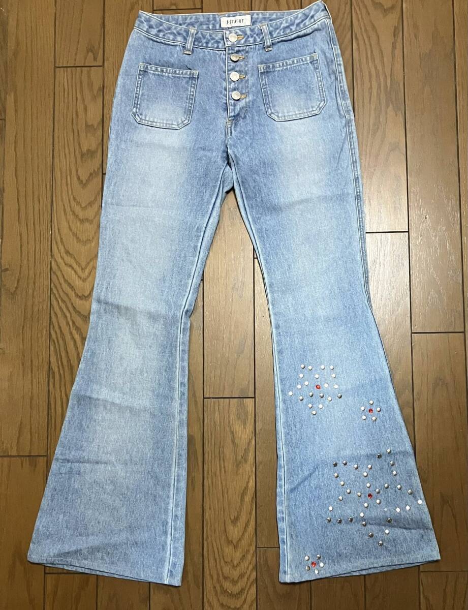 ESTACOT ベルボトム　ジーンズ（レディース　ウエスト61表記）実寸67