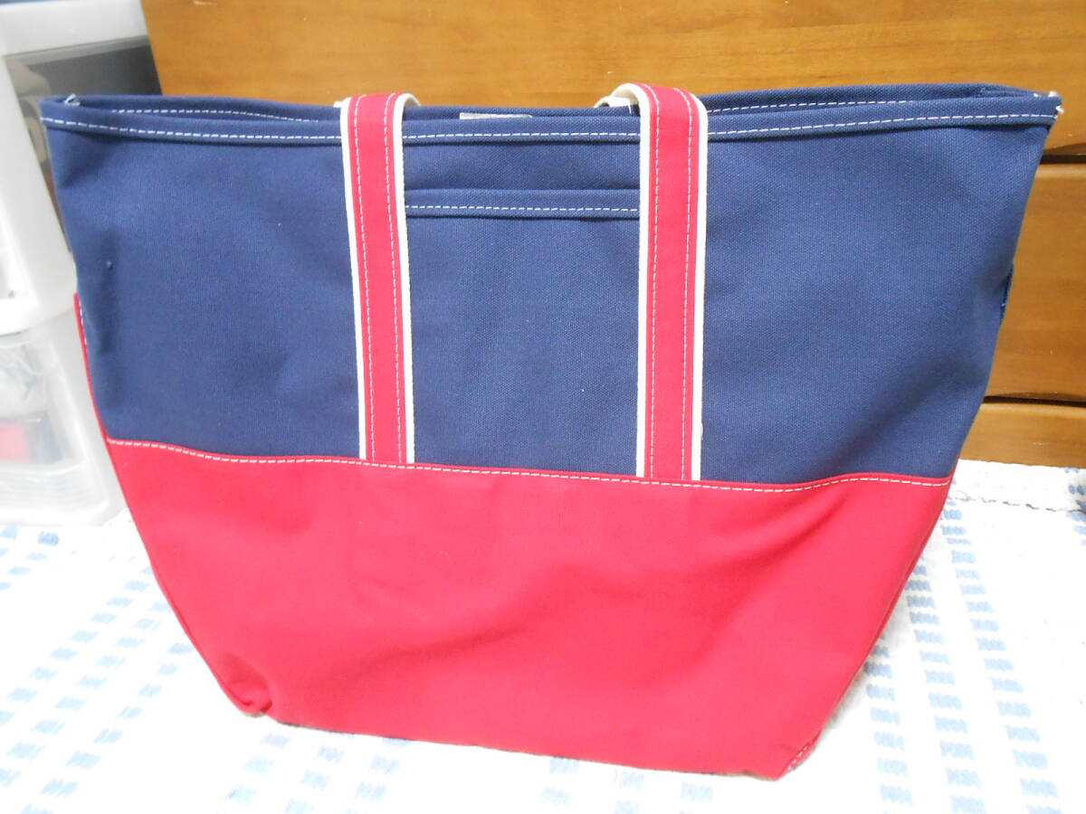 新品！BEAMS別注！L.L.Bean　Deep Bottom Deluxe Boat and Tote　ネイビーｘレッド　XL　L.L.ビーン　ビームス　トートバック　アメリカ製