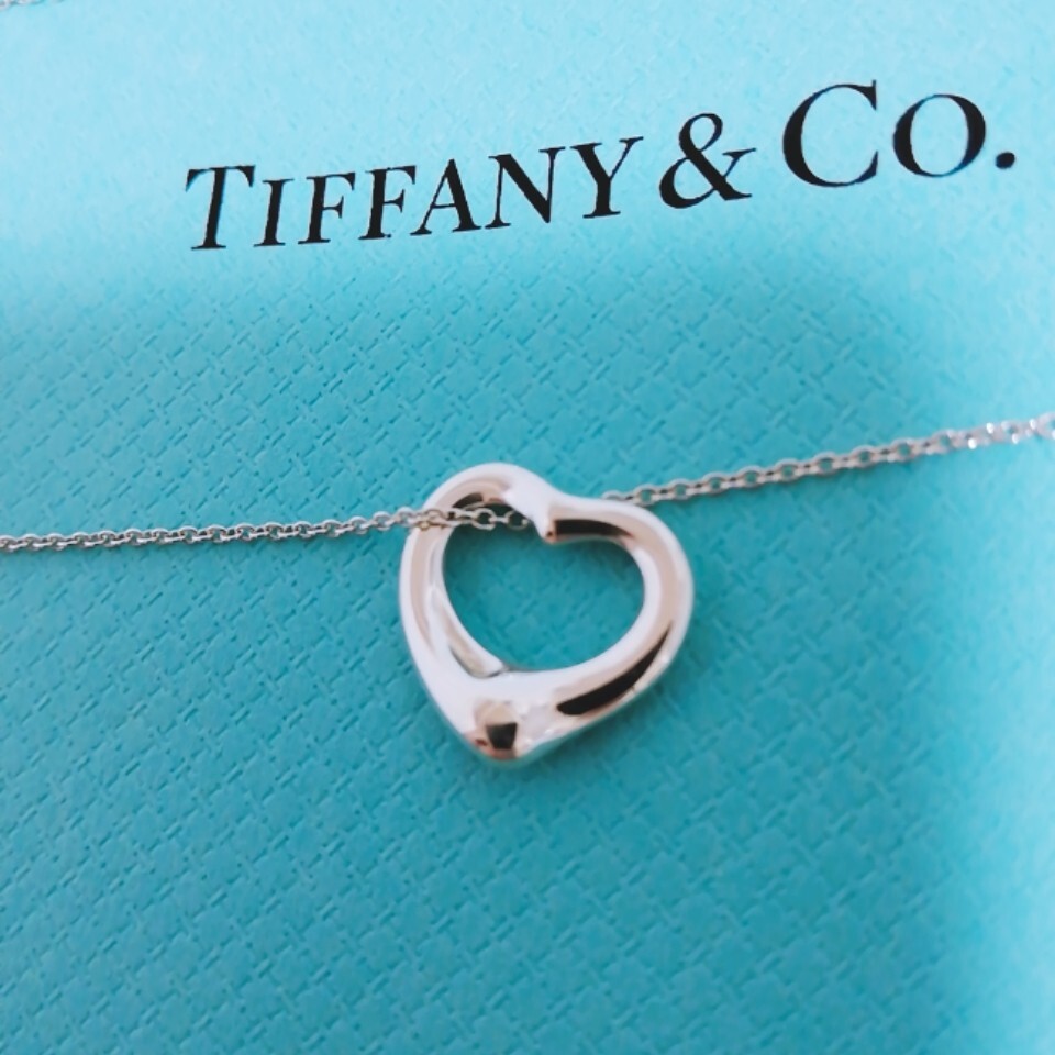 美品 ティファニー エルサペレッティ オープンハート ペンダント 16mm AG シルバー ネックレス TIFFANY&Co. 送料無料
