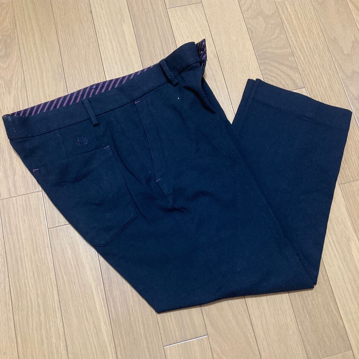 [古着]FRED PERRY スラックス スラックスパンツ クロップド丈　フレッドペリー　Mサイズ 毛玉あり