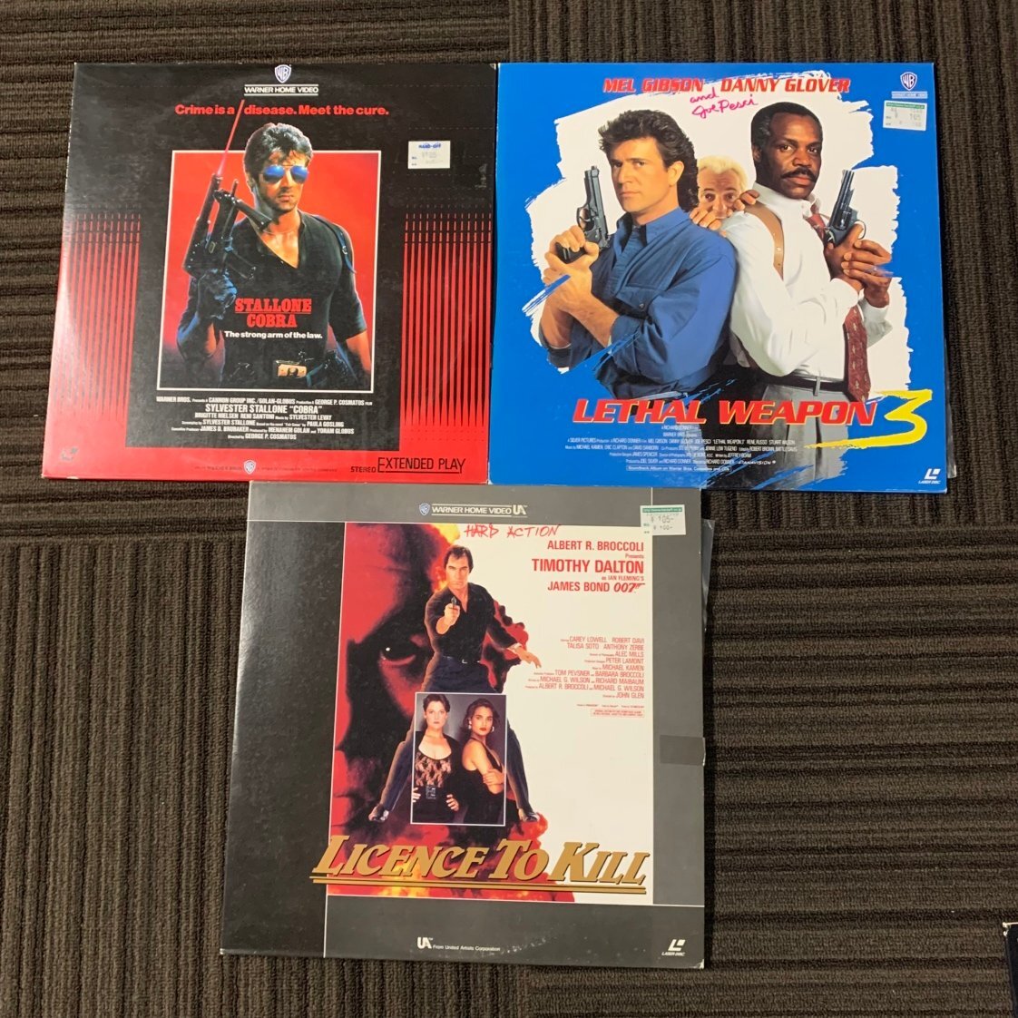 【80】まとめ WARNER HOME VIDEO STALLONE COBRA LETHAL WEAPN3 LICENCE TO KILL レーザーディスク LD ヴィンテージ品 価値の分かる方必見