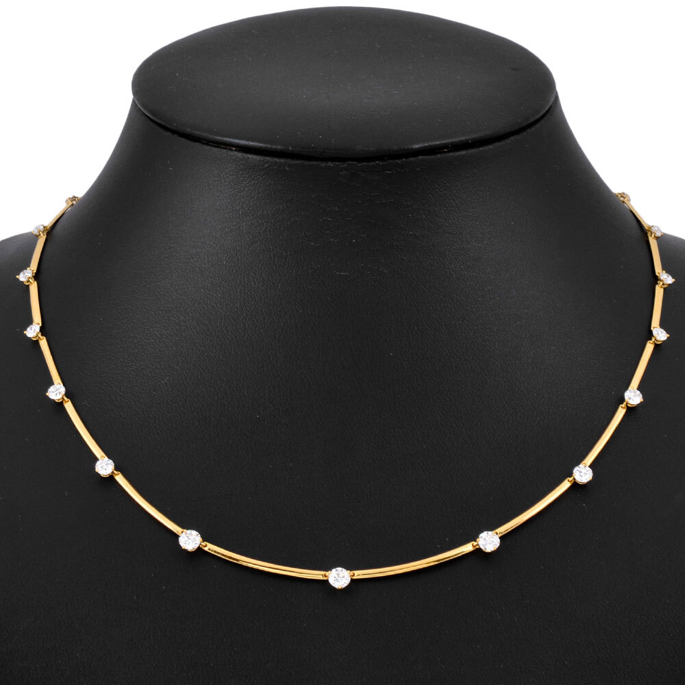 ギメル Gimel ステーション ネックレス ダイヤモンド 2.165ct K18YG 7.3g イエローゴールド 42cm グラデーション レディース