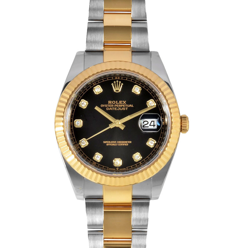 ロレックス ROLEX 126333G デイトジャスト 41 ランダム 腕時計 自動巻 ブラック文字盤 YG×SS オイスター 保証書2022年10月 メンズ