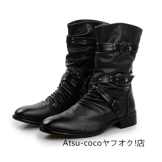 バイクブーツ ラショートブーツメンズ黒 ワークブーツ エンジニアブーツ 作業靴 エンジニアブーツ ウエスタンブーツ おしゃれ