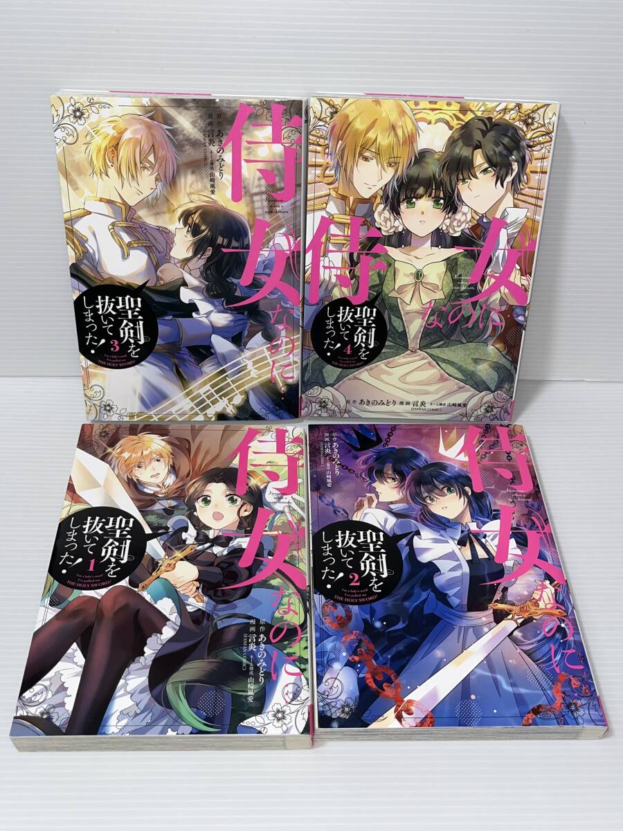  ☆☆ＧＣ　ONLINE ☆☆ 【侍女なのに…聖剣を抜いてしまった！全４巻】原作＝あきのみどり　漫画＝言炎　ネーム構成＝山崎風愛　中古品
