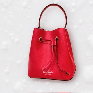 【kate spade】レザーバッグ　赤　バケツ型 　巾着　皮革　ケイトスペード