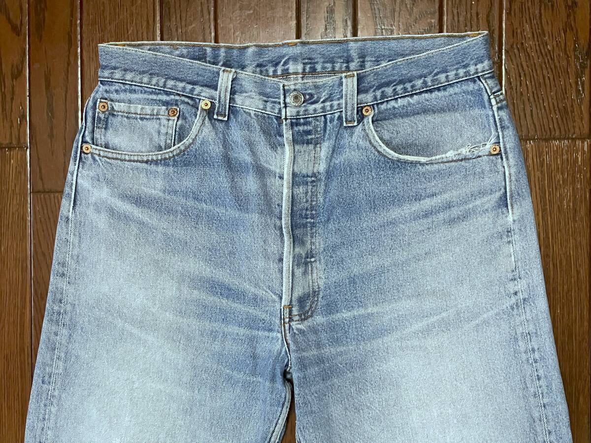 USA製 ビンテージ リーバイス Levi's 501 w36 ひげ落ち ダメージ ジーンズ ナイロンフットボタン ハチノス グランジ 米国製 アメリカ製