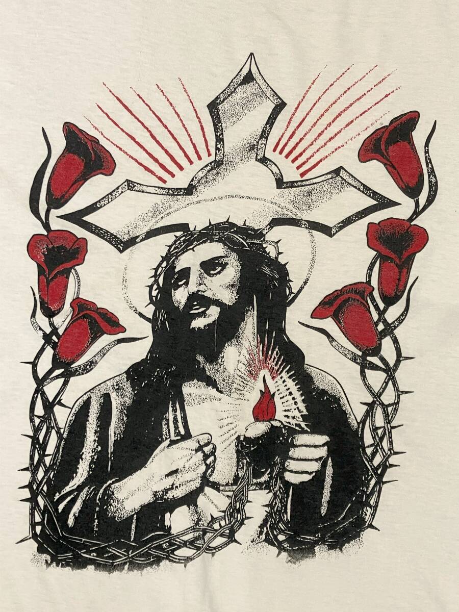 キリスト ビンテージ Tシャツ 白 ホワイト シングルステッチ キリスト教 宗教 十字架 JESUS CHRIST クリスチャン