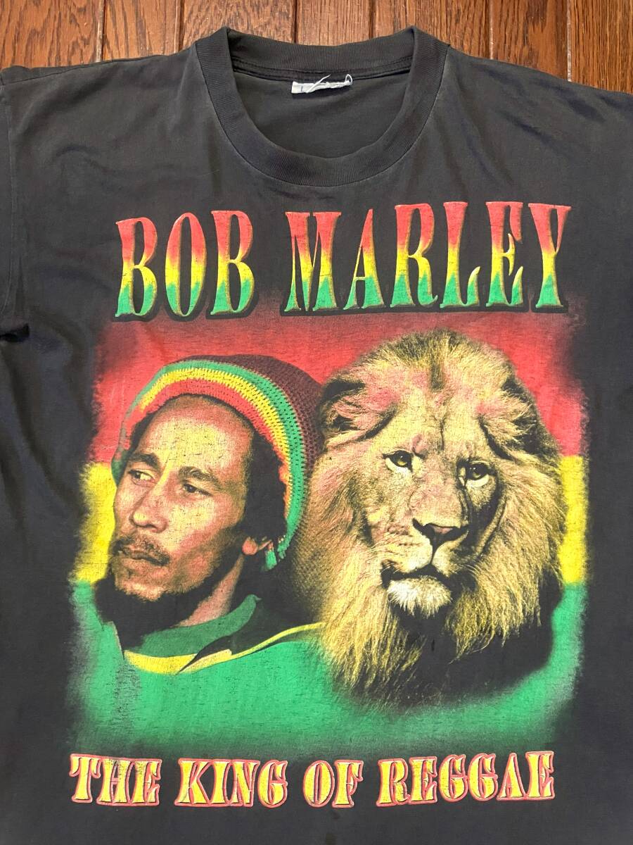 ビンテージ ボブマーリー BOB MARLEY Tシャツ フェード ブラック 黒 シングルステッチ 両面プリント レゲエ ラスタ