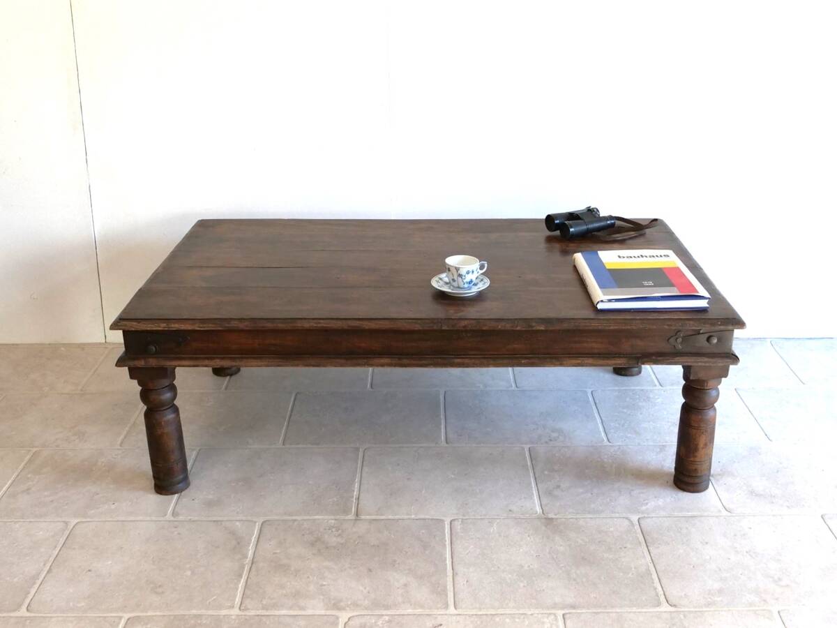 ビンテージ家具 チーク無垢材 ディスプレーテーブル アイアン金具 店舗什器 -94