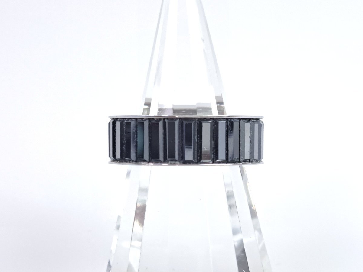 スワロフスキー　SWAROVSKI　スクエアカット　クリスタル　リング　指輪　刻印:55/実寸:13号　ブラック×シルバーカラー　YAS-12246