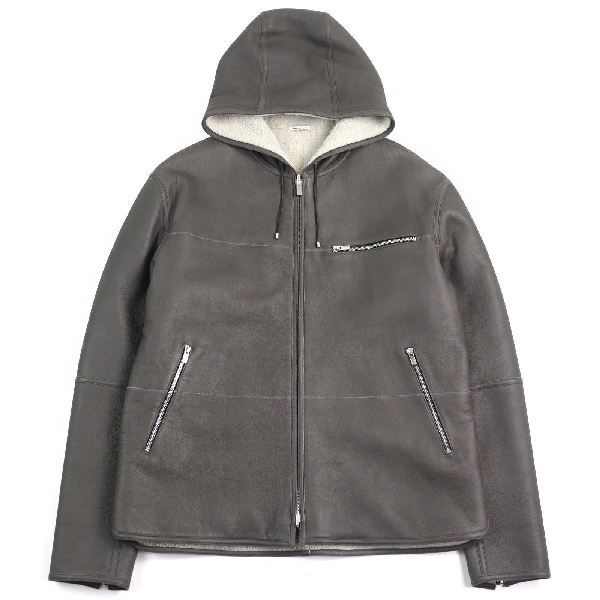 極美品○HERMES エルメス 053265HATC54 羊革 牛革 リバーシブル ダブルフェイス シアリング ムートンジャケット ブルゾン XL相当 正規品