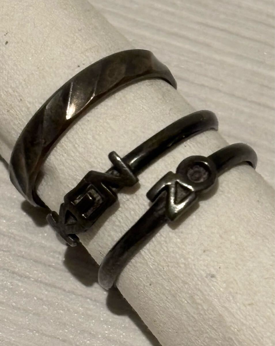 ● KENZO ケンゾー 2連重ね 指輪 リング SILVER925 SV925 シルバー素材 銀 3個 9号 10号 11号 12号 ヴィンテージ 当時もの 3連 