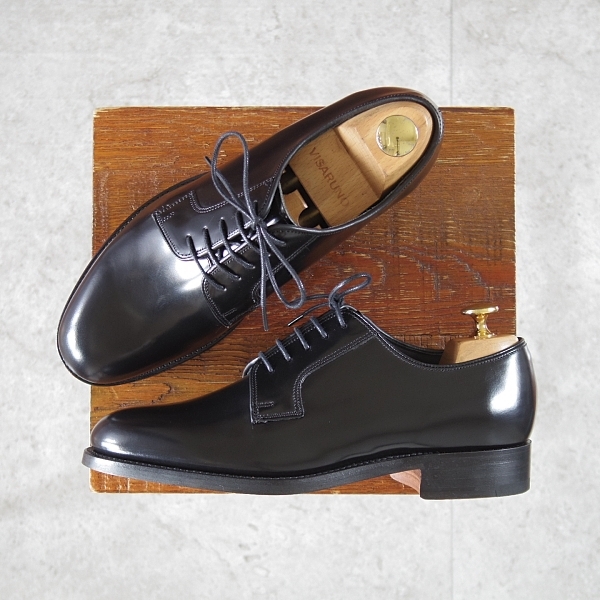 ★ほぼ未使用★(英)バーカー 5.5F【定価￥63,800-★プレーントゥ/黒】4607FW10/ポリッシュレザー/メンズ/BARKER★n437-6