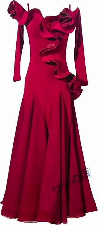 社交ダンスドレス 立体なフリル付きスタンダード ドレス ワンピース ワルツドレス タンゴ ダンスドレス レッスン着 スタンダード ドレス ワ