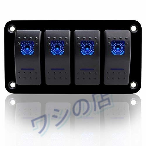 4連 防水 ボートスイッチ スイッチパネル 車 船 マリン ロッカー スイッチパネル DC12-24V