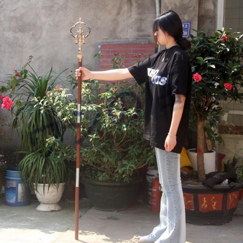 錫杖 法具 神具 神聖 神社 コスプレ プレミアム 密教 寺院用仏具 声杖 鳴杖 魔除け 厄除け 守護 禅杖 法杖 全長173cm