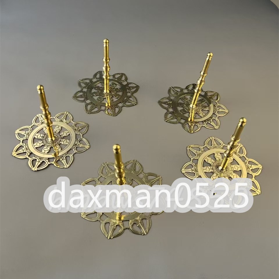「密教法具 寺院仏具」鎮壇具 宝けつ柱・輪宝 5個 仏具 仏教 工芸品 真鍮製
