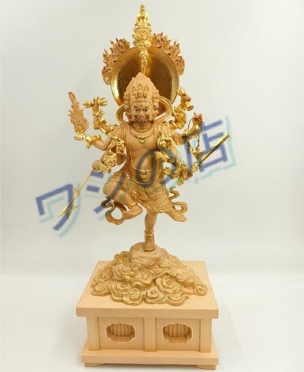 烏枢沙摩明王像 仏像 木彫り 仏像 トイレの神様 災厄除け 開運 トイレ 便所 総高38.5cm