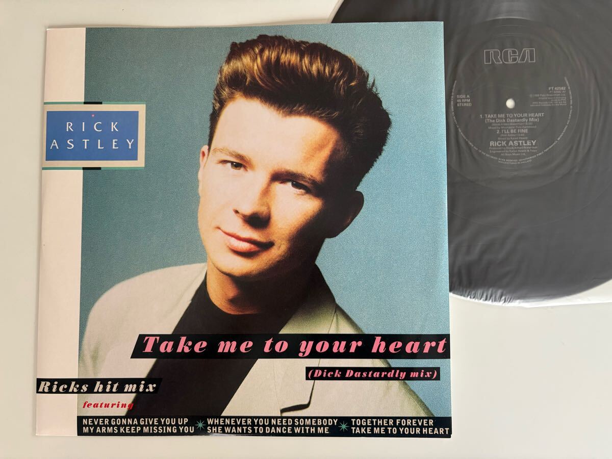 【良好UK盤】RICK ASTLEY / Take Me To Your Heart(Dick Dastardly mix)/Ricks Hit Mix 12inch PWL/BMG PT42582 リック・アストリー,88年盤