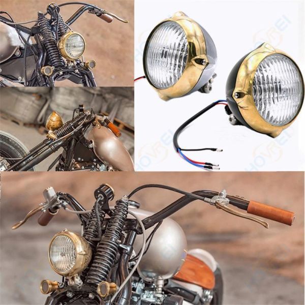 SU040:ヘッドライト ビンテージ チョッパー ボバー ハーレー ルーカス パン ナックル ショベル アメリカン ブラス クロー