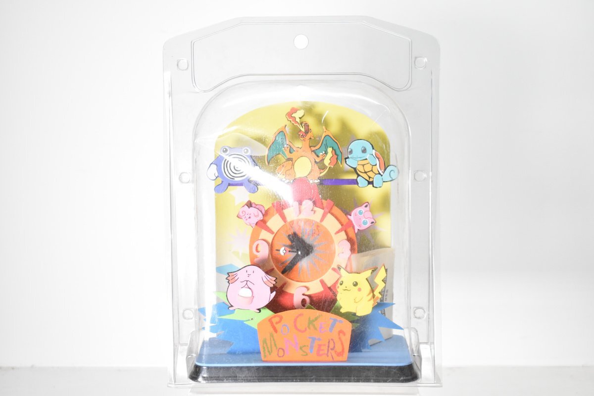 未使用 任天堂 ポケットモンスター シーソークロック 約25cm[Nintendo][ポケモン][初代][リザードン][ピカチュウ][レトロ][当時物]H