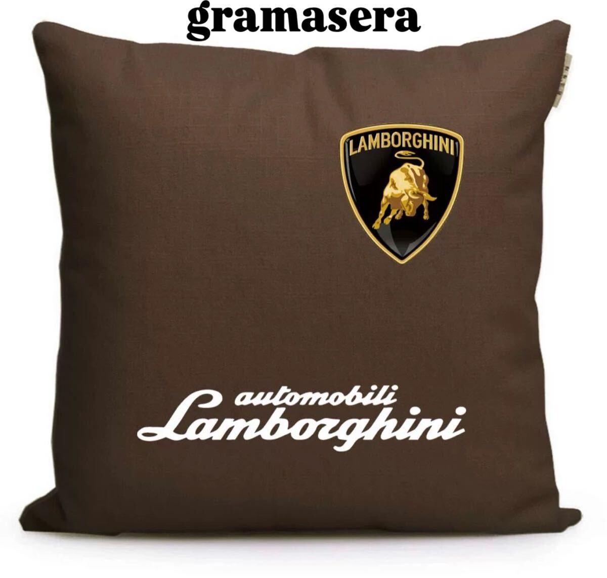★レア★ランボルギーニ　lamborghini クッション 高品質　ロゴクッション　エンブレム　茶