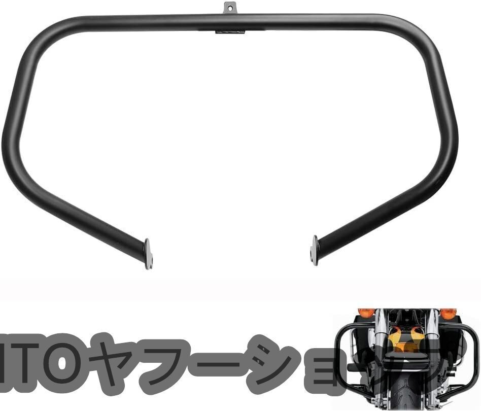 ハーレー用 フロント エンジンガード クラッシュガードバー 09-18年 ツーリング ロードキング FLHT FLHX FLHR FLTRモデル対応 保護 マット
