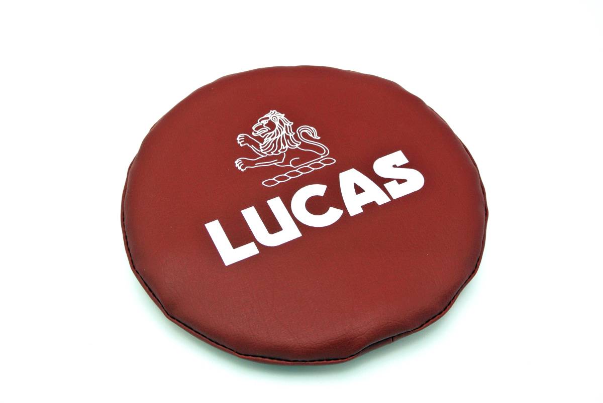 LUCASロゴ入りフォグランプカバー赤（7インチ用）【単品】・BMC・クラシックミニ・ローバーミニ・ミニクーパー・英国車・LUCAS・ルーカス②
