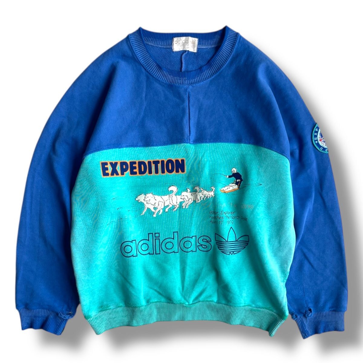 超希少★80's adidas アディダス EXPEDITION エクスペディション クルーネック スウェット ワッペン 刺繍 アラスカ プリント ヴィンテージ