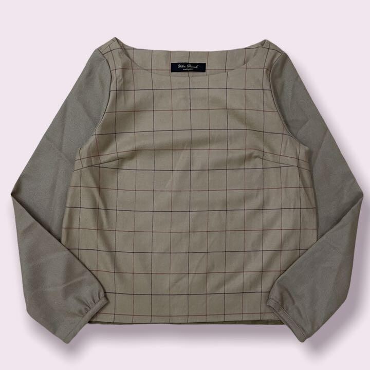正規品★日本製★ URBAN RESEARCH アーバンリサーチ レディース ウール混 長袖 チェック柄 カットソー ベージュ フリーサイズ ブラウス