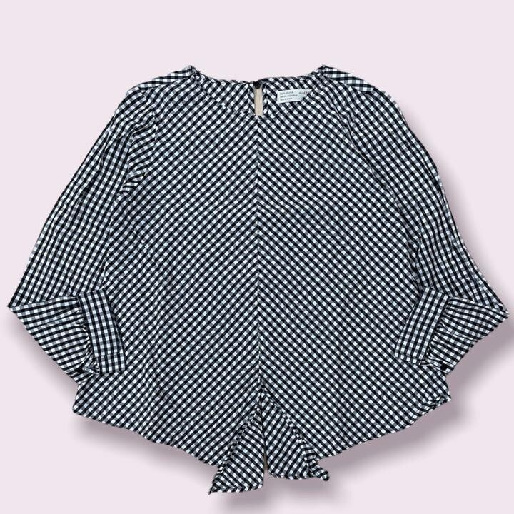 国内正規★ ZARA Girls ザラ ガールズ チェック リボン結び シャツ ブラウス 13/14 164cm トップス カットソー 薄手 キッズ 子供用　