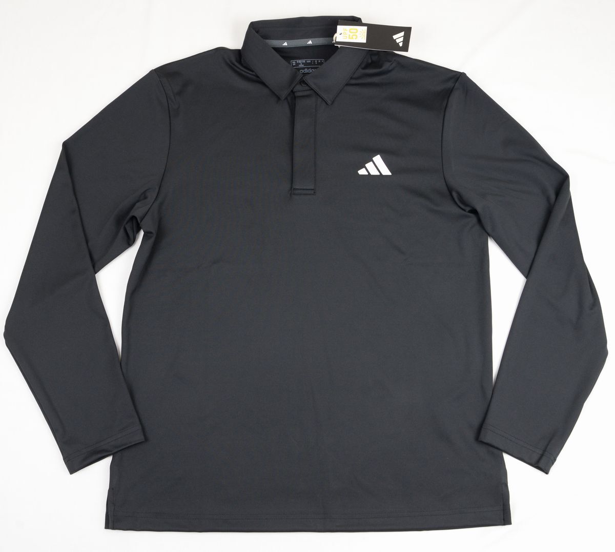 ●adidas アディダス 3ストライプ エアロレディ長袖ポロシャツ(黒,2XL(XXL),IM6414)新品