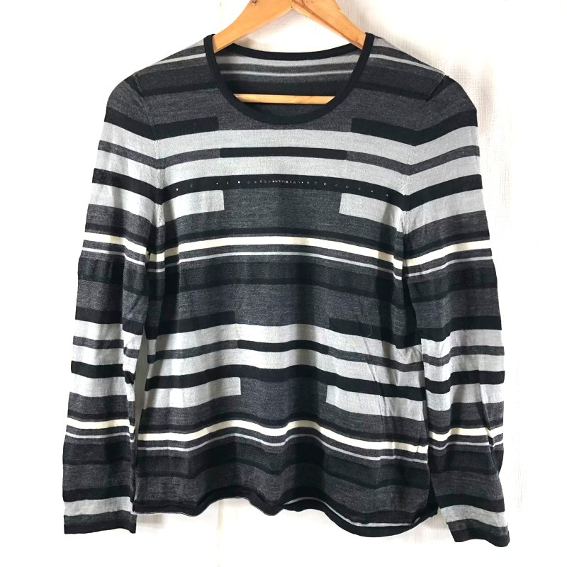 ラピーヌ LAPINE ニット ボーダー ラインストーン ラメ加工 ブラック系 グレー系 13サイズ 952670