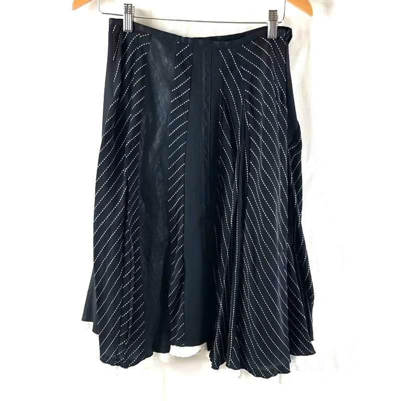 クリコットシック cricot chic スカート イタリア製 スリット レース ファスナー 異素材生地 黒 USA4サイズ 949931