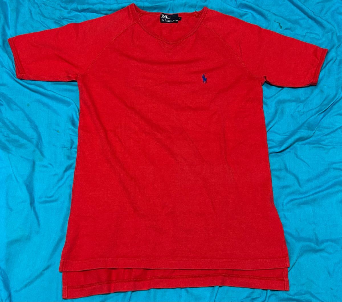 日本製ラルフローレンRalph Laurenラグラン袖前V半袖Tシャツ