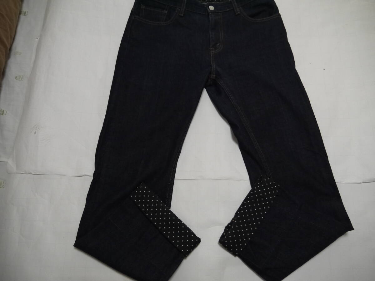 【美品】BEAMS　ビームス　デニムパンツ　ジーンズ　コットンパンツ　サイズ８２㎝ドット柄　クロップドパンツ兼用 